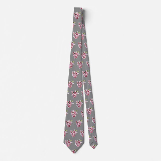 Heart With Stargazer Lilies Tie (Front)