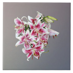 Heart With Stargazer Lilies Tile