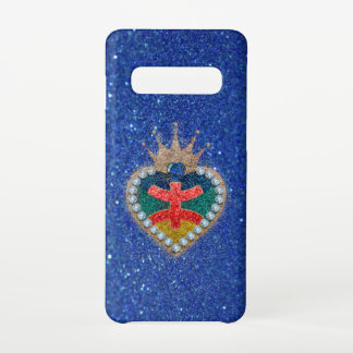 heart with the Amazigh flag in a bright glitter Samsung Galaxy Case