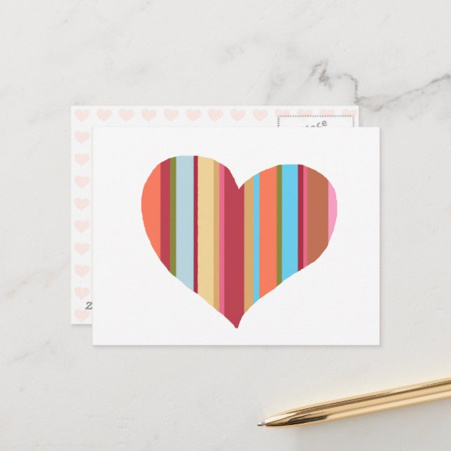 heart with vertical colour-stripes postcard (Front/Back In Situ)