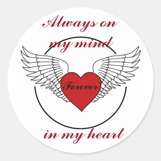 Heart with Wings and Quote Classic Round Sticker (Front)