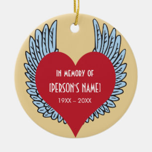 Heart with Wings In Memory Of Ceramic Tree Decoration
