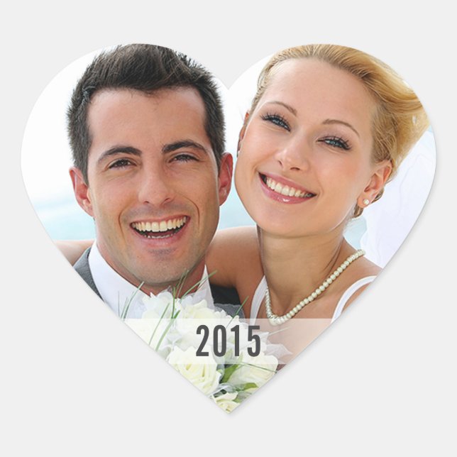 Heart with Year Photo Envelope Sticker (Front)