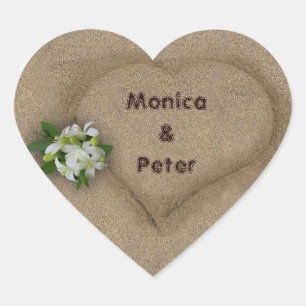 Heart with your Names in the Sand Heart Sticker