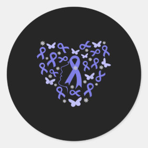 Heart Woman Support Stomach Cancer Warrior Periwin Classic Round Sticker