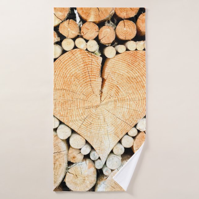 Heart wood logs bole firewood bath towel (Bath Towel)