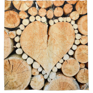 Heart wood logs bole firewood shower curtain