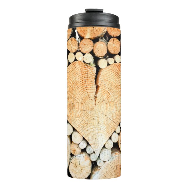 Heart wood logs bole firewood thermal tumbler (Front)