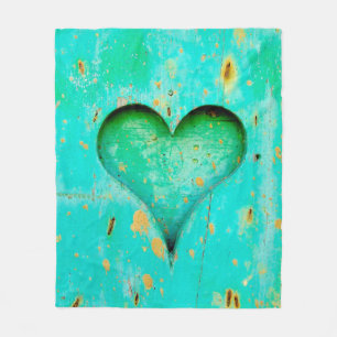 Heart wood love wooden old fleece blanket