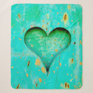 Heart wood love wooden old sherpa blanket