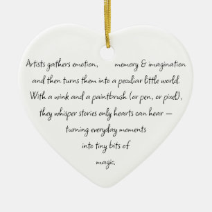 Heart Words Explaining and Artist Whimsical Art Ceramic Tree Decoration