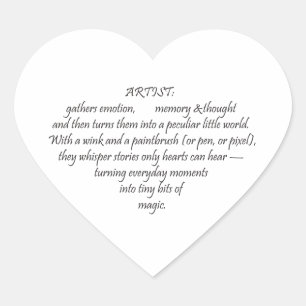 Heart Words Explaining and Artist Whimsical Art  Heart Sticker