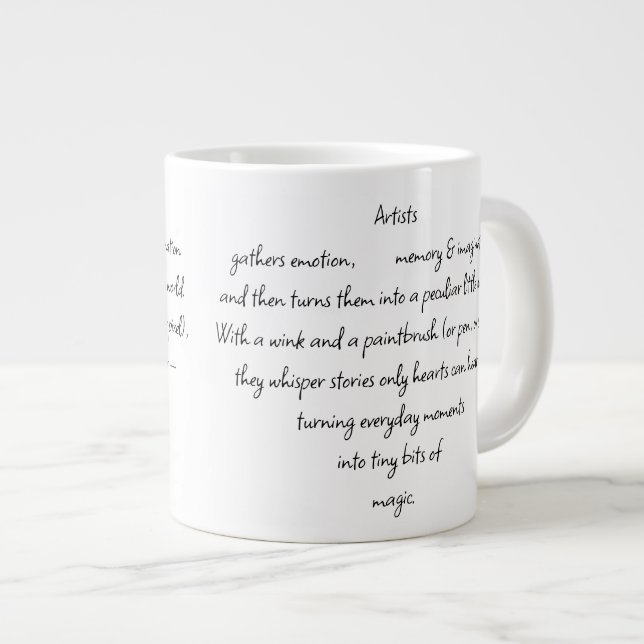 Heart Words Explaining and Artist Whimsical Art Large Coffee Mug (Front Right)