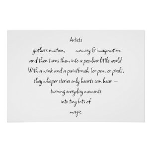 Heart Words Explaining and Artist Whimsical Art Poster