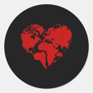 Heart World Map Peace Kindness Lover Classic Round Sticker
