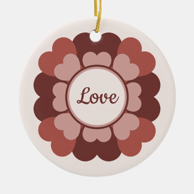 Heart Wreath  Ceramic Tree Decoration (Front)