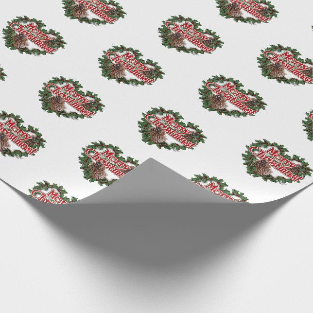 Heart Wreath Christmas Wrapping Paper (Corner)