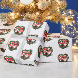 Heart Wreath (Feliz Navidad) Christmas Wrapping Paper