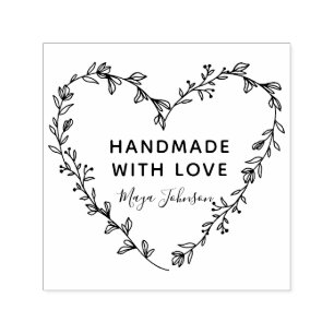 Heart Wreath Handmade With Love Self-inking Stamp