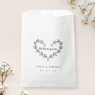Heart Wreath Let Love Grow Wedding Flower Seeds Favour Bags
