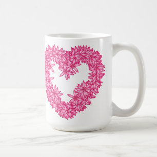 Heart wreath of flowers - petal pink coffee mug
