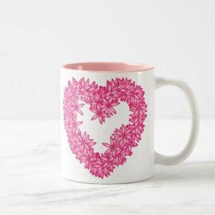 Heart wreath of flowers - petal pink Two-Tone coffee mug