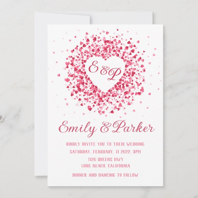 Heart Wreath Valentine Wedding invitation (Front)