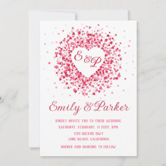Heart Wreath Valentine Wedding invitation