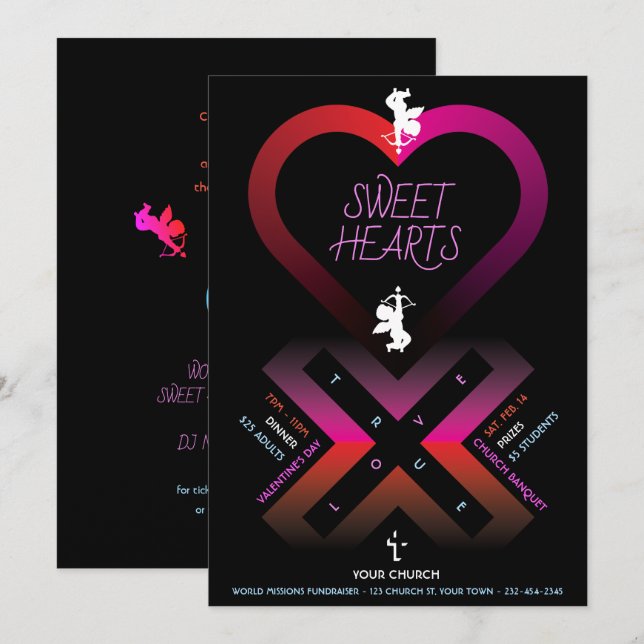 Heart X Sweet Hearts Invitation (Front/Back)