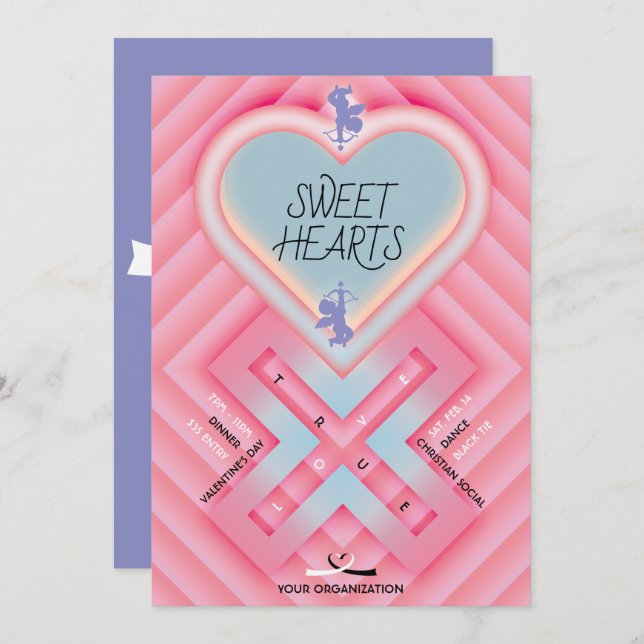 Heart X Sweet Hearts Invitation (Front/Back)