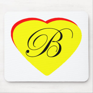 Heart Yellow Red B Wedding Invitation The MUSEUM Z Mouse Mat