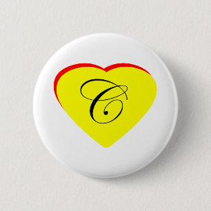 Heart Yellow Red C Wedding Invitation The MUSEUM Z 6 Cm Round Badge