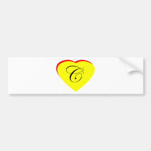 Heart Yellow Red C Wedding Invitation The MUSEUM Z Bumper Sticker
