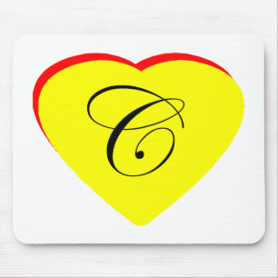 Heart Yellow Red C Wedding Invitation The MUSEUM Z Mouse Mat