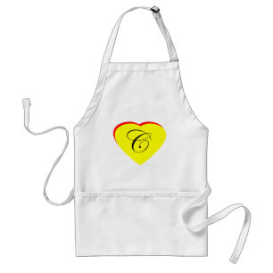 Heart Yellow Red C Wedding Invitation The MUSEUM Z Standard Apron