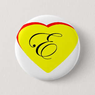 Heart Yellow Red E Wedding Invitation The MUSEUM Z 6 Cm Round Badge