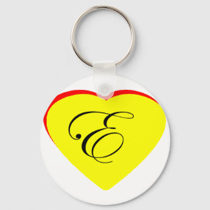 Heart Yellow Red E Wedding Invitation The MUSEUM Z Key Ring