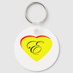 Heart Yellow Red E Wedding Invitation The MUSEUM Z Key Ring