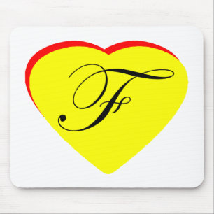 Heart Yellow Red F Wedding Invitation The MUSEUM Z Mouse Mat