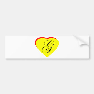 Heart Yellow Red G Wedding Invitation The MUSEUM Z Bumper Sticker