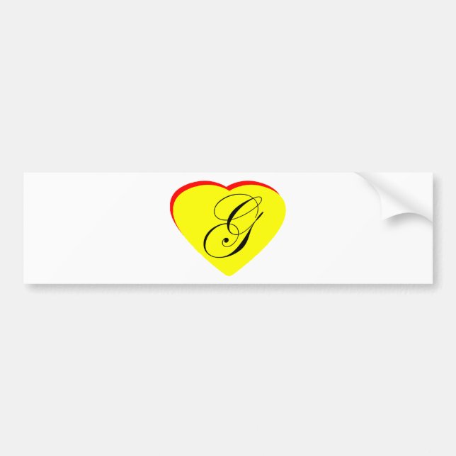 Heart Yellow Red G Wedding Invitation The MUSEUM Z Bumper Sticker (Front)