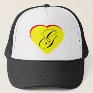 Heart Yellow Red G Wedding Invitation The MUSEUM Z Trucker Hat