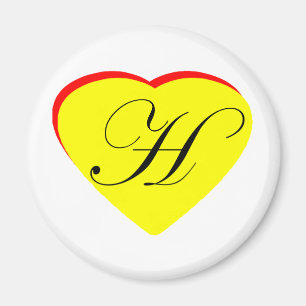 Heart Yellow Red H Wedding Invitation The MUSEUM Z Magnet