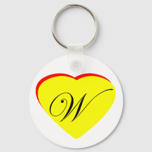 Heart Yellow Red W Wedding Invitation The MUSEUM Z Key Ring