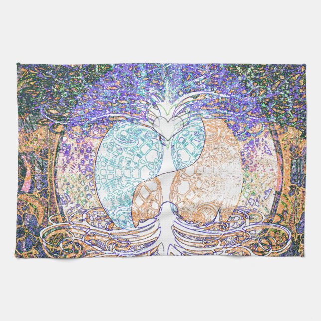 Heart, yin yang, tree of life by Amelia Carrie Tea Towel (Horizontal)