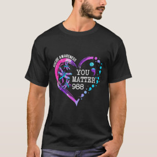 Heart You 988 Suicide Prevention Awareness Dragonf T-Shirt
