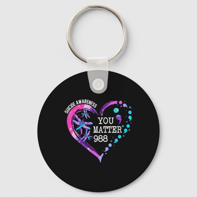 Heart You 988 Suicide Prevention Awareness  Key Ring (Front)