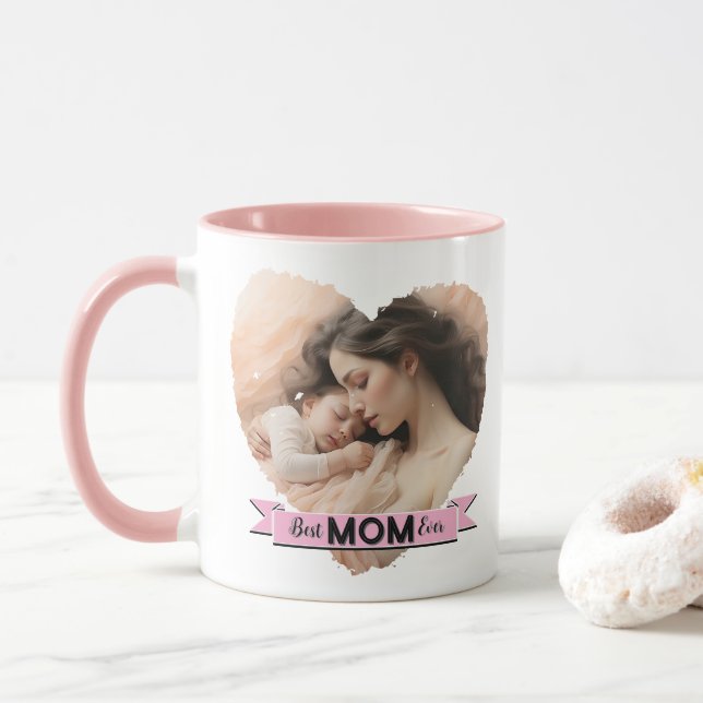 Heart You, Best Mum Ever Ribbon Mug (With Donut)