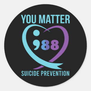 Heart You Problem 988 Suicide Prevention Awareness Classic Round Sticker