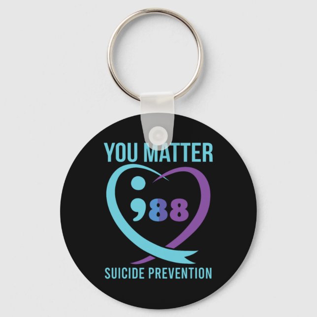 Heart You Problem 988 Suicide Prevention Awareness Key Ring (Front)